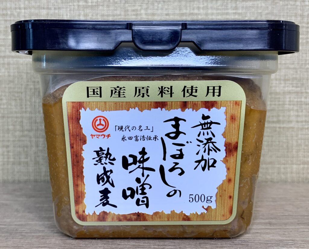 無添加　まぼろしの味噌熟成麦のラベル