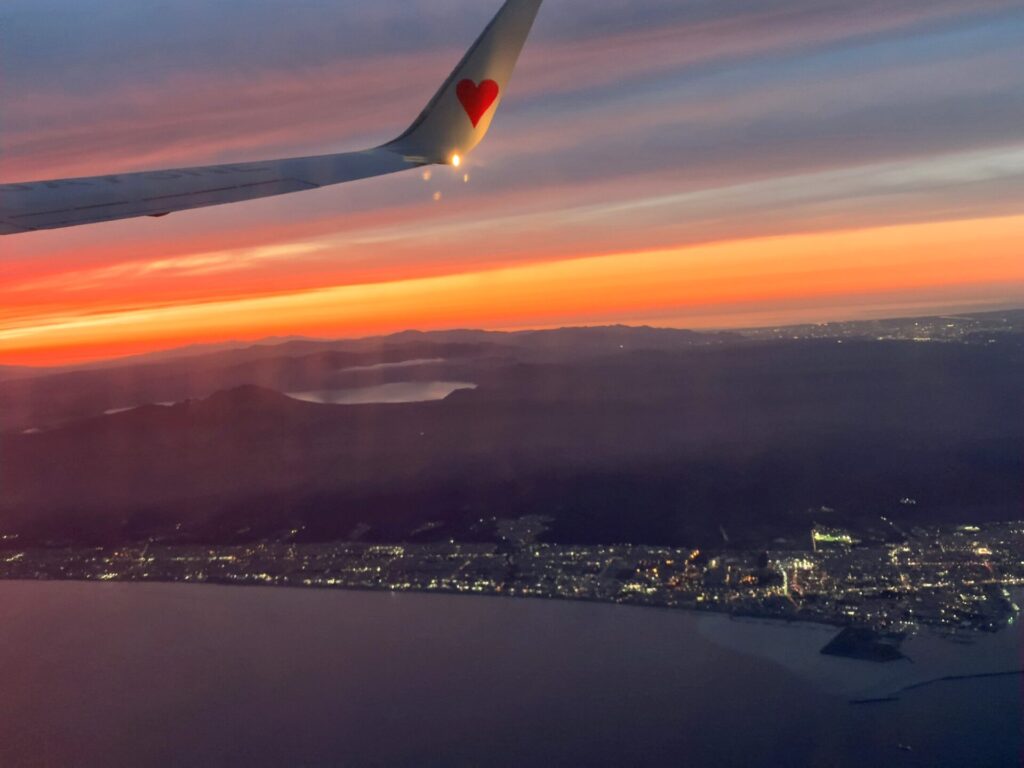 飛行機から眺める北海道の夜景