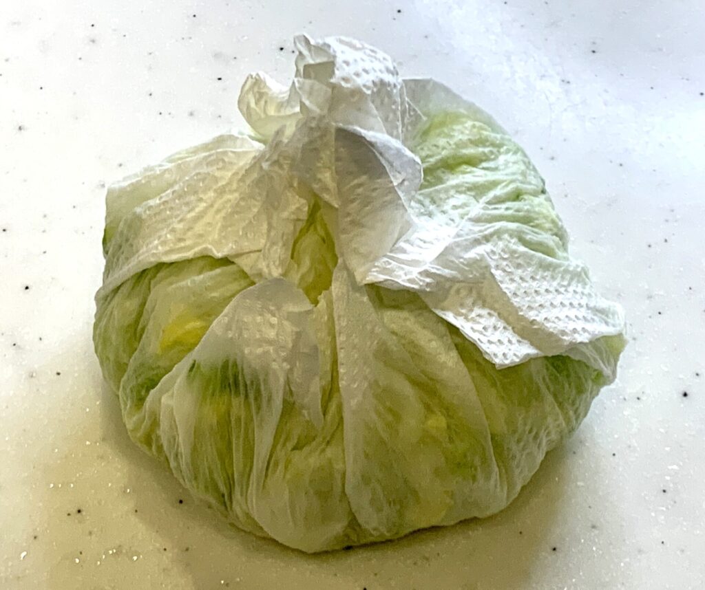 キッチンペーパーで包んだ刻んだ白菜