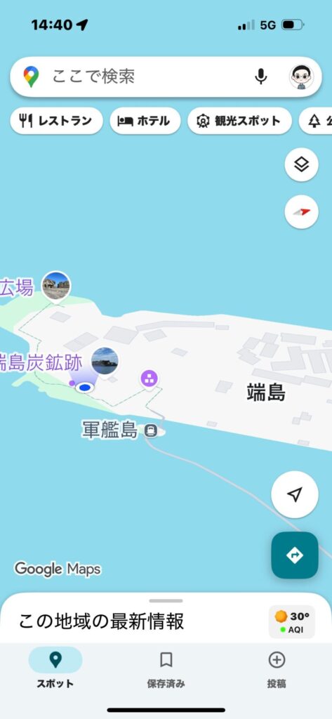 軍艦島:第二見学広場のマップ