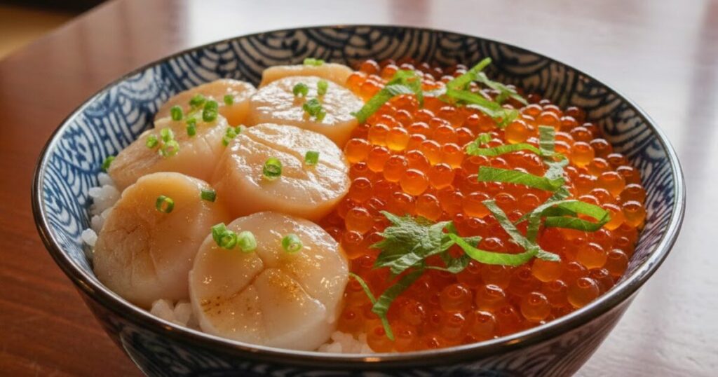 ほたてといくらの二色丼